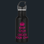 Bouteille D'eau Gardez le calme et créez vos propres - rose<br><div class="desc">Bonjour et accueil, créez et customisez vos propres conception "gardent calme" pour celle-ci est unique ! Remplacez les mots "gardent le calme et créent vos propres" par le mot de votre choix et choisissent la couleur d'arrière - plan que vous voulez ! Vous pouvez imaginer et faire tout ! !...</div>