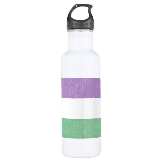 Bouteille D'eau Genre gay vert, violet, blanc LGBTQ+ (Devant)