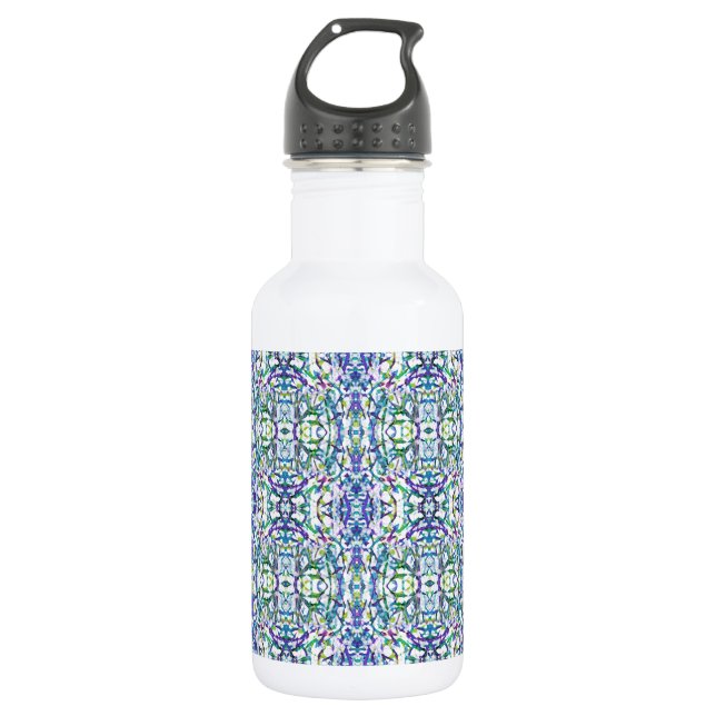 Bouteille D'eau Géométrie bleue et verte (Devant)