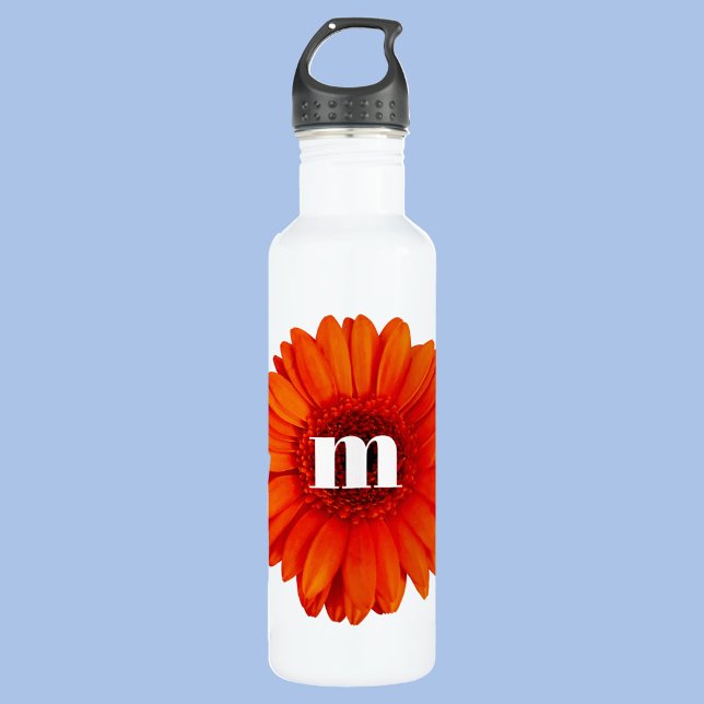 Bouteille D'eau Gerbera Daisy Monogramme initial (Créateur téléchargé)