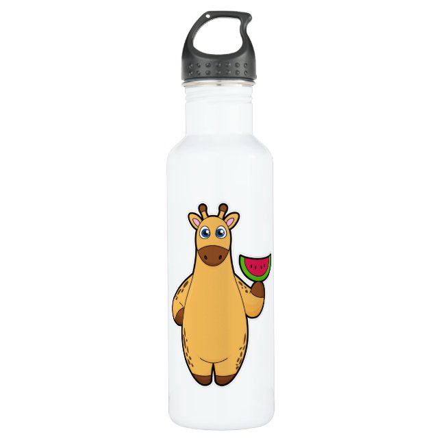 Bouteille D'eau Girafe à Manger avec de la pastèque (Devant)