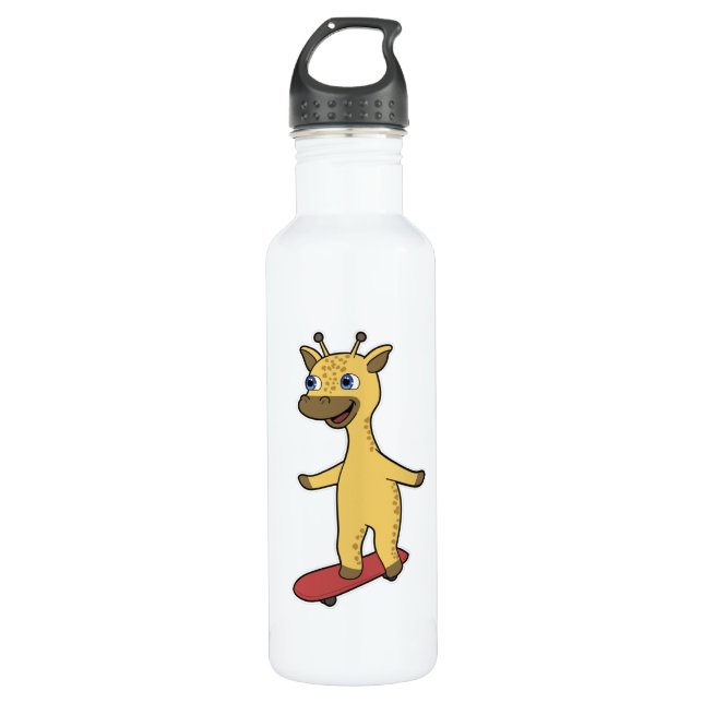 Bouteille D'eau Giraffe en patinage avec skateboard (Devant)
