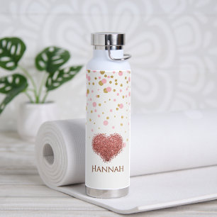 Bouteille D'eau Glam Girly Rose Gold rose Parties scintillant Coeu