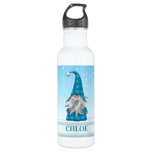Bouteille D'eau Gnome bleu sur neige