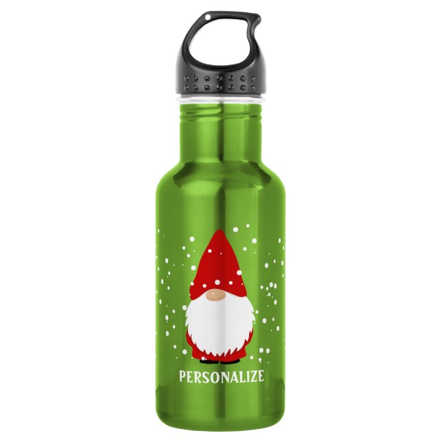 Bouteille d'eau gnome de Noël avec nom personnalis (Devant)