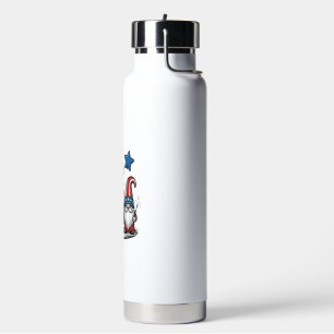 Bouteille D'eau Gnome Patriotique Gravure Vintage Design Vectoriel