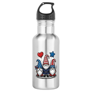 Bouteille D'eau Gnome patriotique gravure vintage design vectoriel