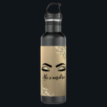 Bouteille D'eau Gold Glitter Sparkle Eyelashes Monogram<br><div class="desc">Gold Faux Foil Parties scintillant d'étincelle métallique broyée Monogramme de métal brossé Nom et cils initiaux (cils), Extensions d'oreillettes et Bouteille d'eau des yeux. Cela rend le cadeau parfait pour 16 ans, mariage, douche nuptiale, anniversaire, baby shower ou bachelorette cadeau pour quelqu'un décorant sa chambre dans le style cool de...</div>
