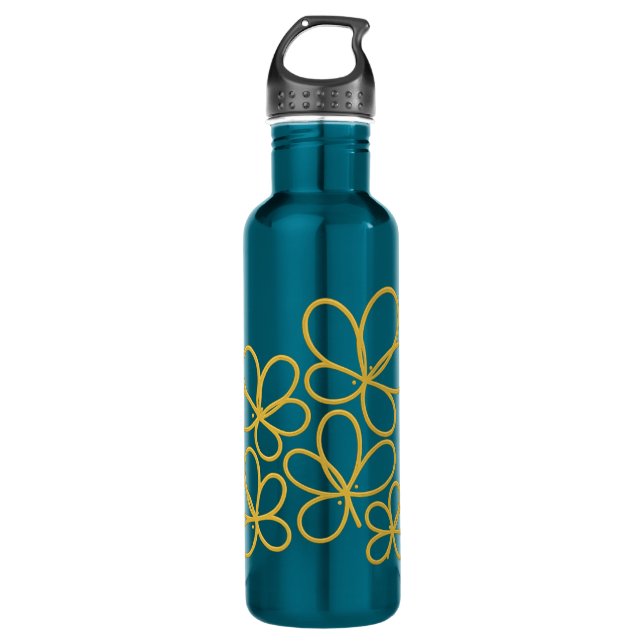 Bouteille D'eau Golden Bloom - Elegant Gradient Gold Floral Design (Devant)