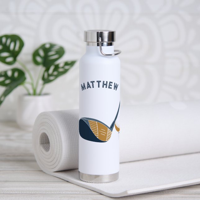 Bouteille D'eau Golf Club and Ball Personalized Golfers Name (Yoga (pivoté))