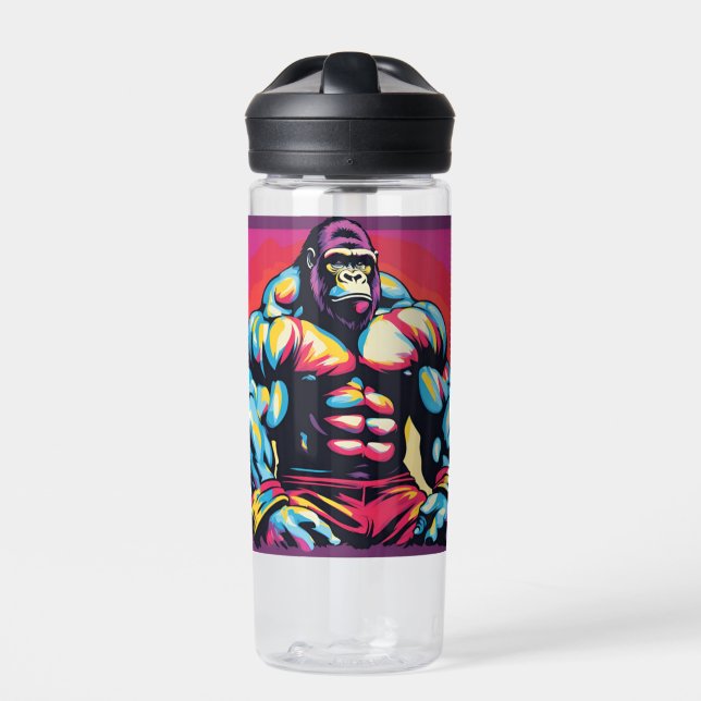 Bouteille D'eau Gorilla Bodybuilder Lifter Pop Art Dessin (Extérieur)