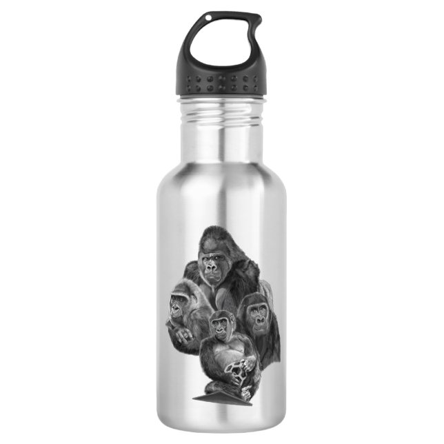 Bouteille D'eau Gorilla Family bottle ゴリラ家族のボトル　GorillaLife (Devant)