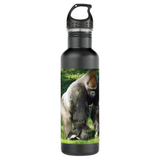 Bouteille D'eau Gorille masculin de plaine de Silverback se levant