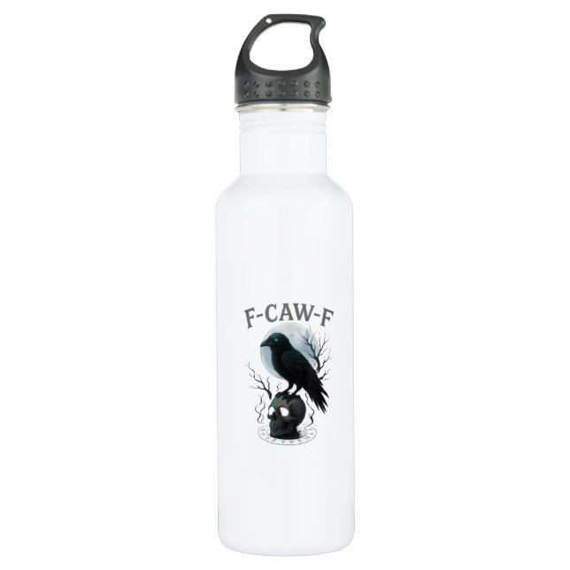 Bouteille D'eau Gothic Crow F Caw F Raven Skull Halloween Graphic  (Devant)