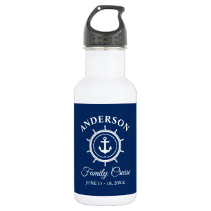 Bouteille D'eau Gouvernail d'ancre nautique bleu marine Famille Cr