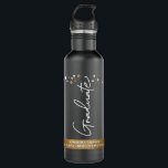 Bouteille D'eau Graduate Custom Nom de l'école Confetti Or noir<br><div class="desc">Célébrez les réalisations de la classe graduée de 2024 avec notre Graduate Custom School Name Confetti Gold Black Stainless Steel Water Bottle. Cette bouteille d'eau personnalisée est un souvenir spécial que chaque diplômé chérira. Customisez la bouteille d'eau avec le nom du diplômé, l'année de classe et le nom de l'école,...</div>