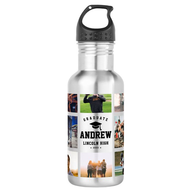 Bouteille D'eau Graduation moderne Photo Collage Cool Instagram (Devant)