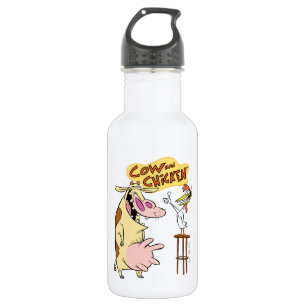 Bouteille D'eau Graphique souriant de vache et de poulet