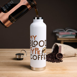 Bouteille D'eau Graphique Type Sanguin Café pour Cadeau d'Amateur 