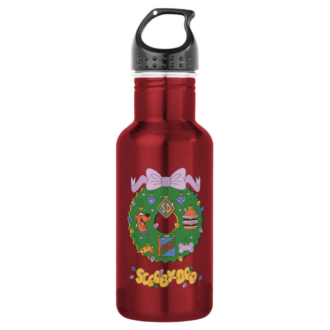 Bouteille D'eau Graphisme de couronne de Noël pour snack de Scooby (Devant)