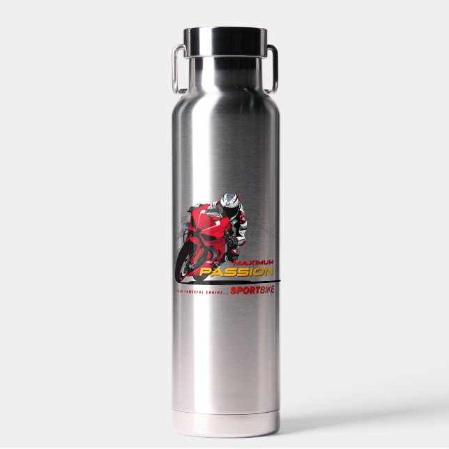 Bouteille D'eau Graphisme de course de Superbike Passion Maximale  (Avant)