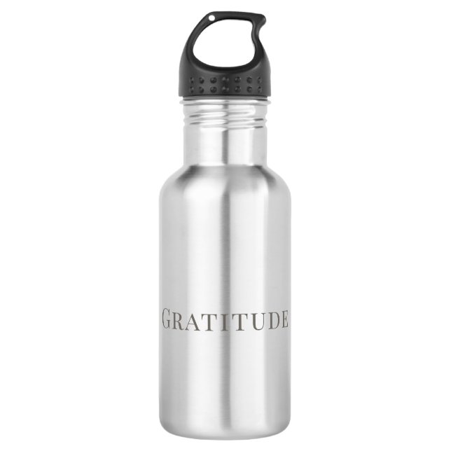 Bouteille D'eau Gratitude – Conception de typographie minimale (Devant)