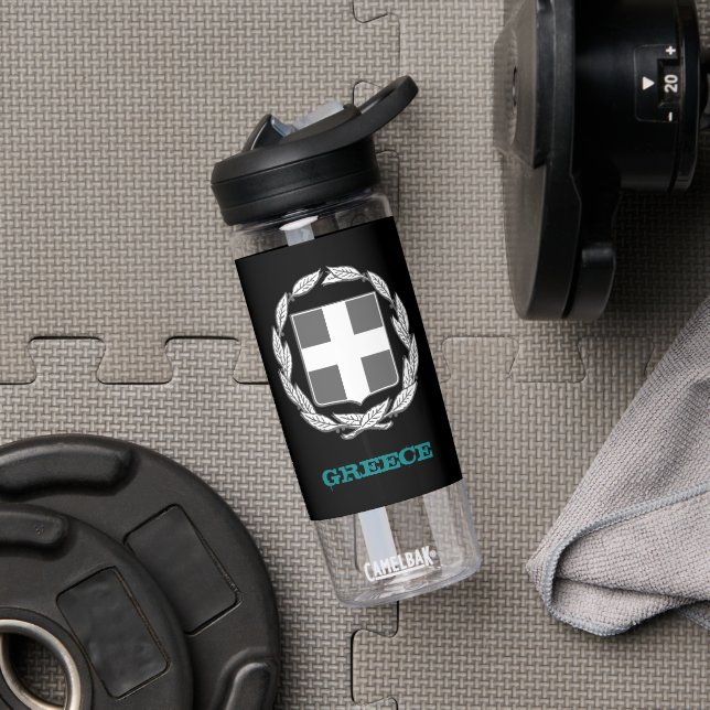 Bouteille D'eau Grèce Fitness & Armoiries grecques / drapeau (Droite)