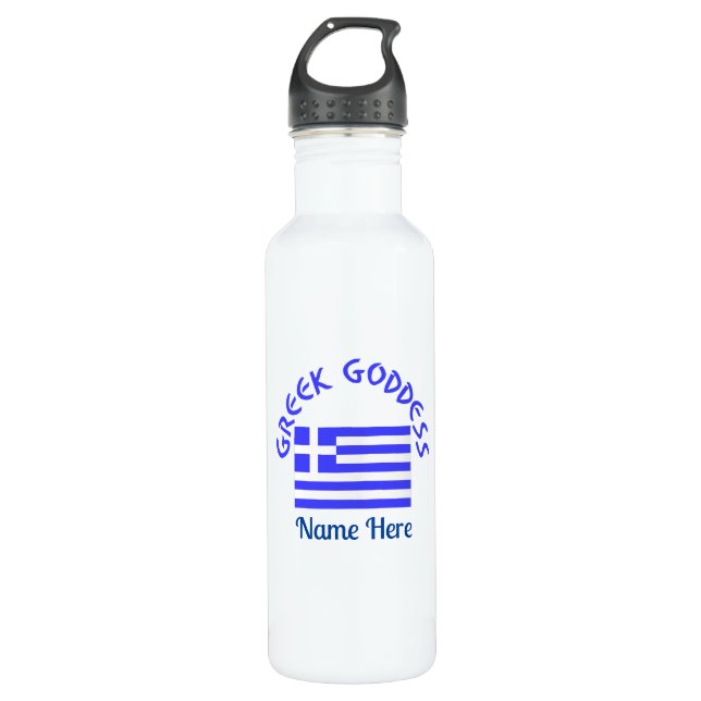 Bouteille D'eau Greek Goddess and Flag of Greece Personalized  (Devant)