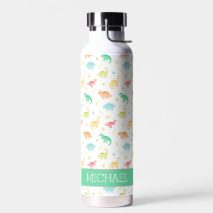 Bouteille D'eau Green Blue Dinosaur Motif Nom personnalisé
