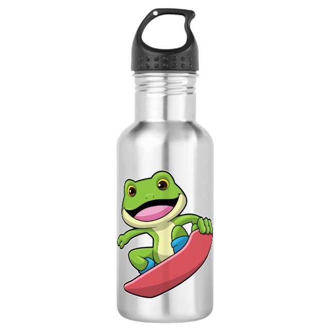 Bouteille D'eau Grenouille en Snowboard avec Snowboard (Devant)
