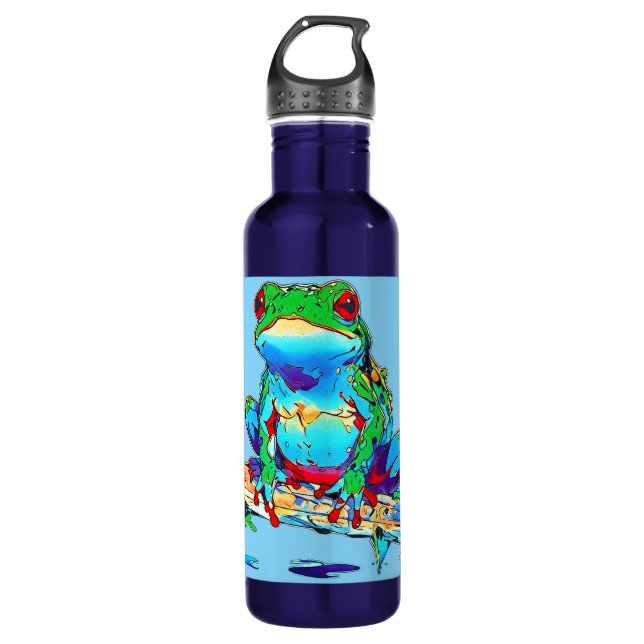 Bouteille D'eau Grenouille sur un rond - Cute Petit Arbre Frog (Devant)