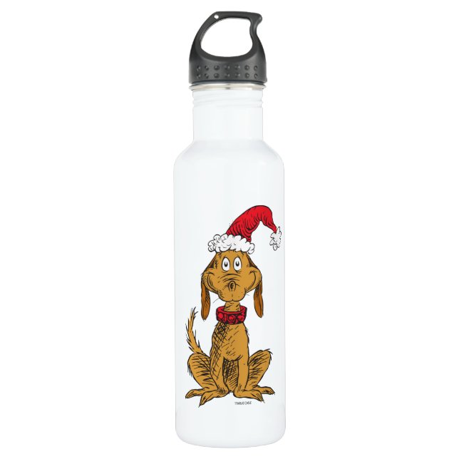 Bouteille D'eau Grinch classique | Max - Santa Hat (Devant)