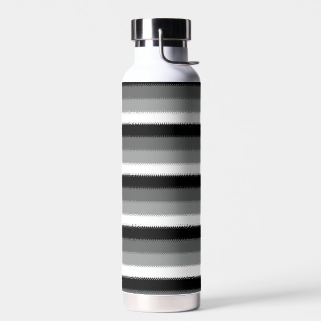 Bouteille D'eau Gris noir blanc rayures Design (Gauche)
