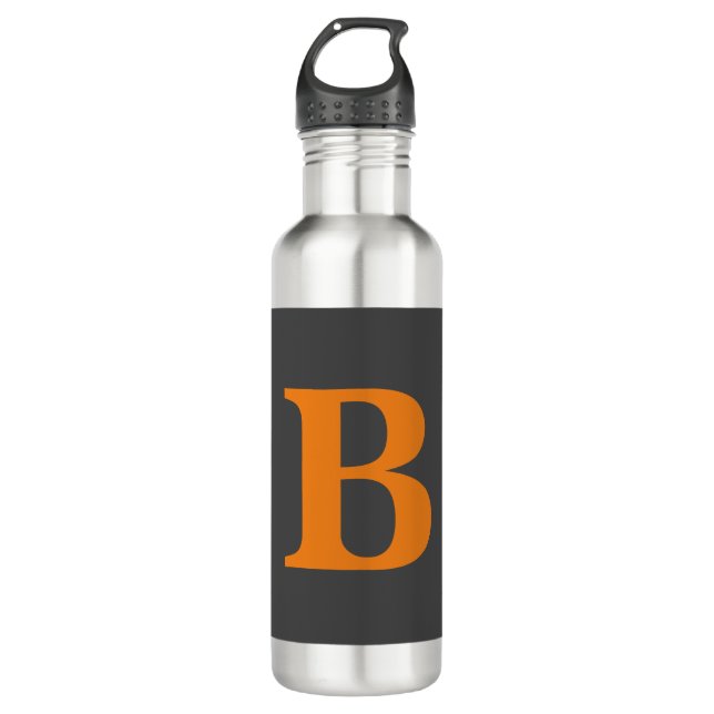 Bouteille D'eau Gris orange moderne monogrammed professionnel (Devant)