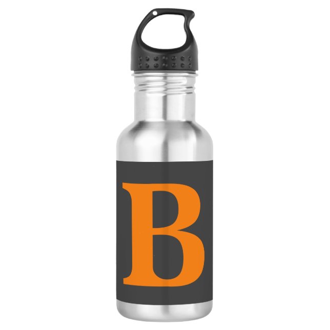 Bouteille D'eau Gris orange moderne monogrammed professionnel (Devant)