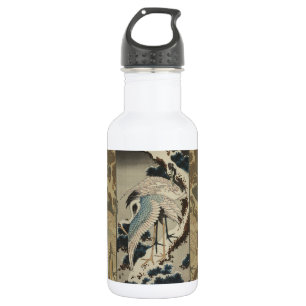 Bouteille D'eau Grues sur un pin couvert de neige Hokusai