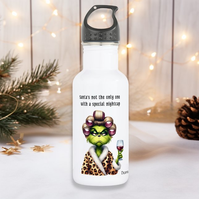 Bouteille D'eau Grumpy Green Furry Les Femmes Aiment Le Vin (Créateur téléchargé)