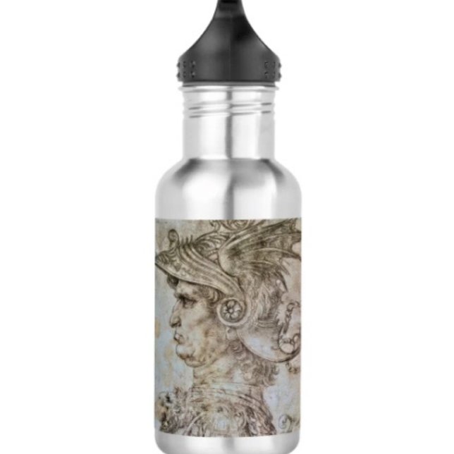 Bouteille D'eau Guerrier casqué de Léonard  (Da Vinci’s Ancient Water Bottle – 18 oz 18/8 stainless steel Height: 8.67" Weight: 8.7 oz. 
)