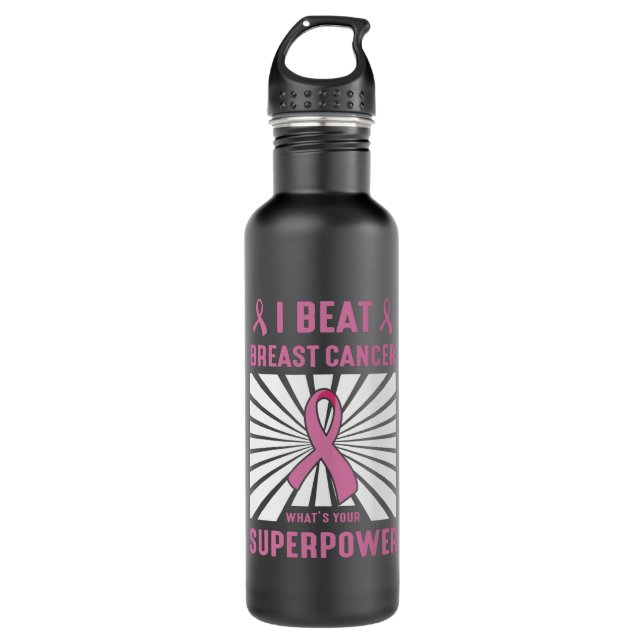 Bouteille D'eau Guerrier Fighter I Beat Breast Cancer Survivant (Devant)