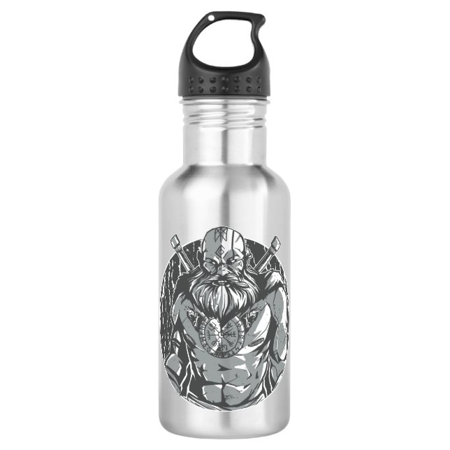 Bouteille D'eau Guerrier monochromatique viking (Devant)