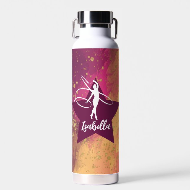 Bouteille D'eau Gymnastique Monogramme Nom Parties scintillant Or (Avant)