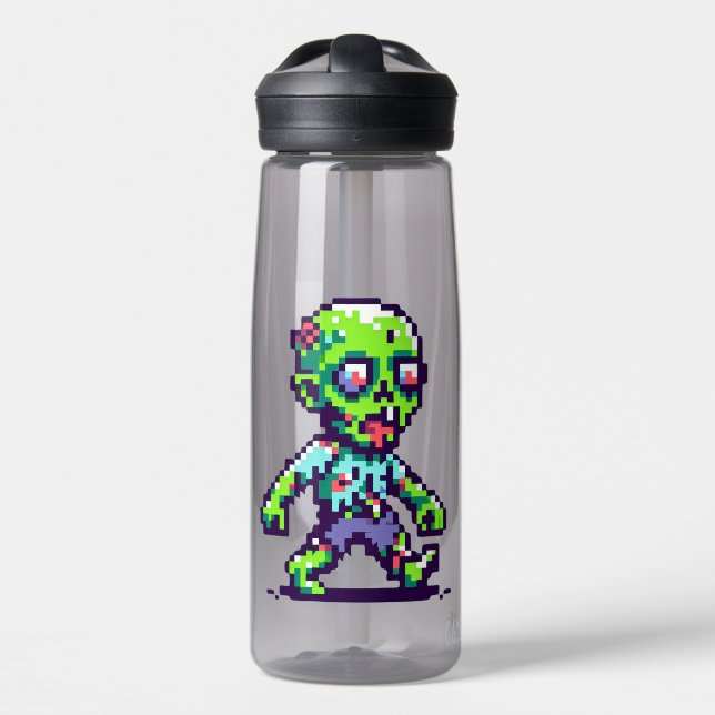 Bouteille D'eau Halloween 8 bits drôle zombie (Avant)