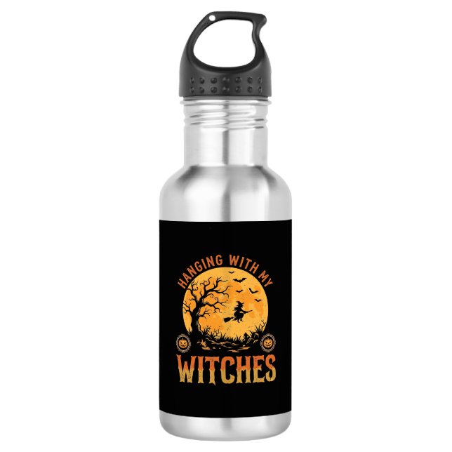 Bouteille D'eau Halloween avec mes sorcières (Devant)