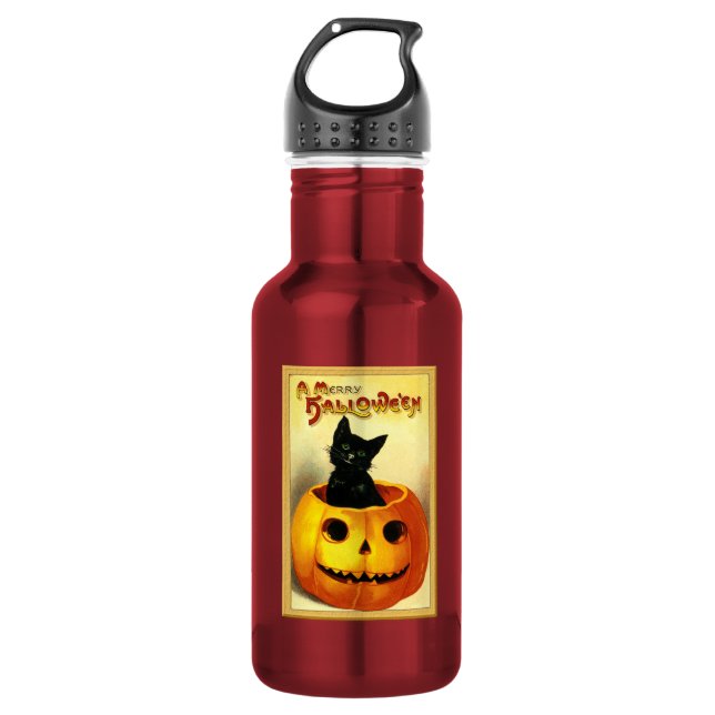 Bouteille D'eau HALLOWEEN Citrouille Vintage Jack O Lantern (Devant)