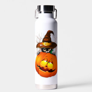 Bouteille D'eau Halloween Cute Kitty Witch et ami Citrouille