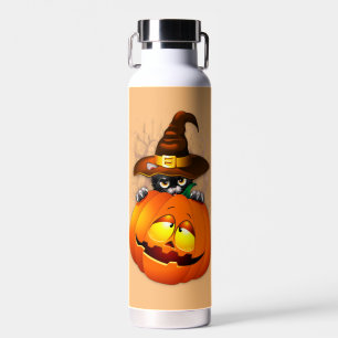 Bouteille D'eau Halloween Cute Kitty Witch et ami Citrouille