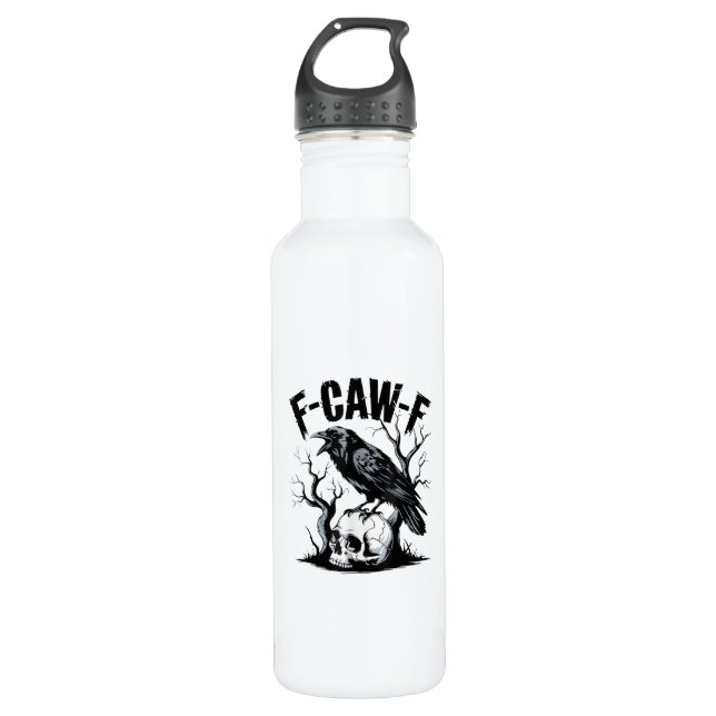 Bouteille D'eau Halloween F-Caw-F Bird Crow Women Men Retro Classi (Devant)