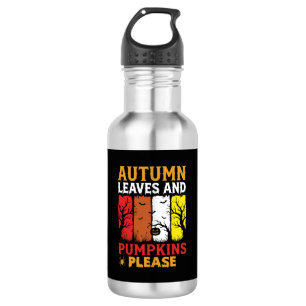 Bouteille D'eau Halloween Feuilles d'Automne et Citrouilles Design