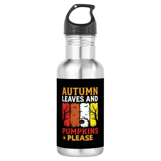 Bouteille D'eau Halloween Feuilles d'Automne et Citrouilles Design (Devant)