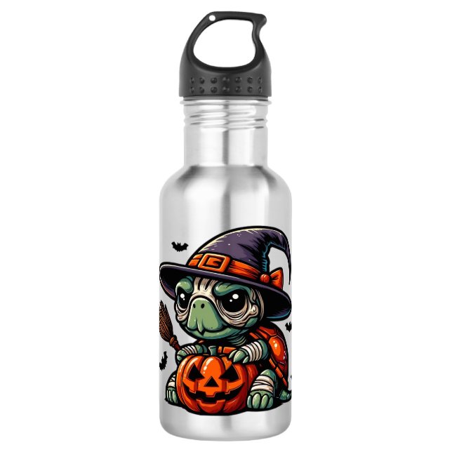 Bouteille D'eau Halloween Tortoise Turtle Witch Hat Costume Spooky (Devant)